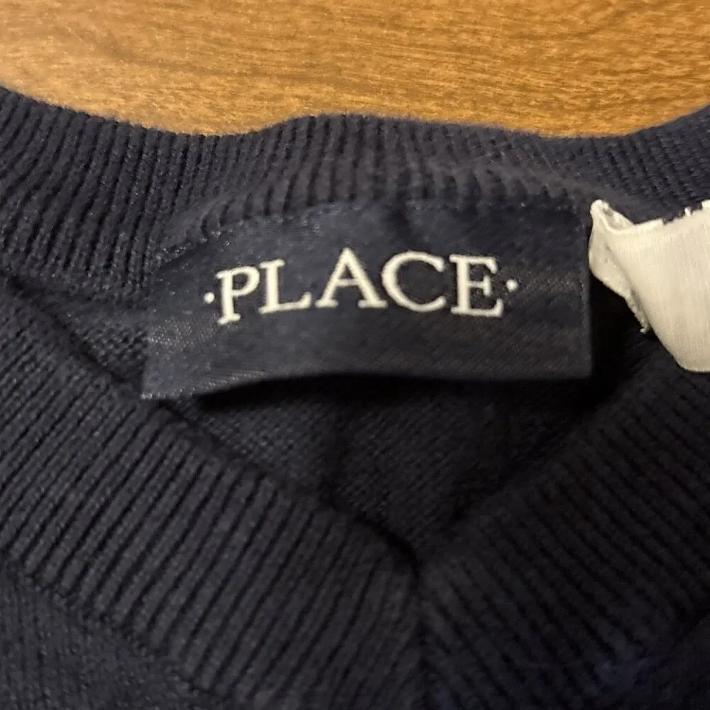 Girls Children's Place Navy Blue V-neck Pullover Knit Sweater Size 7/8